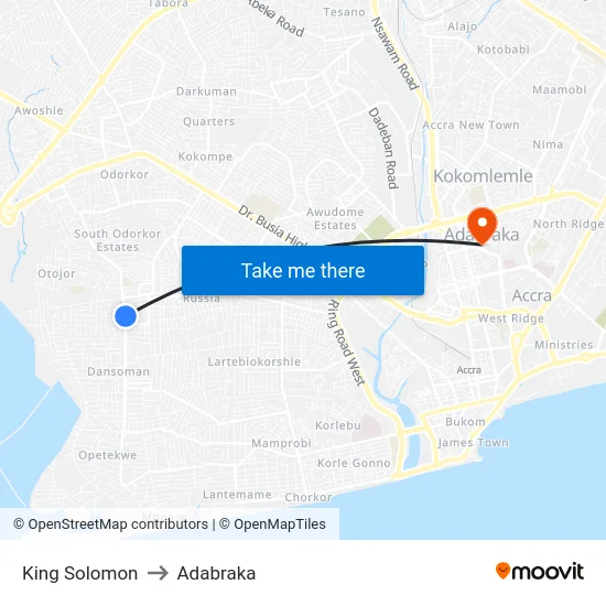 King Solomon to Adabraka map