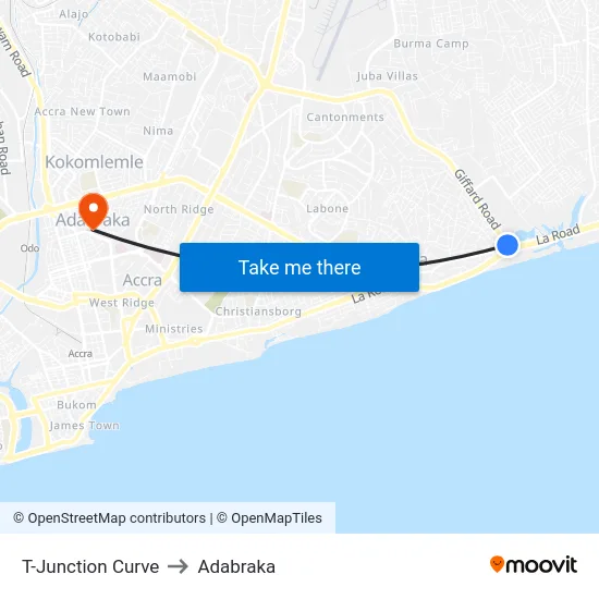 T-Junction Curve to Adabraka map
