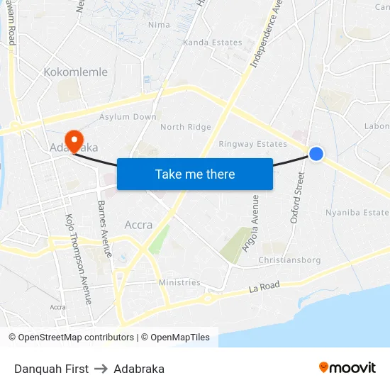 Danquah First to Adabraka map