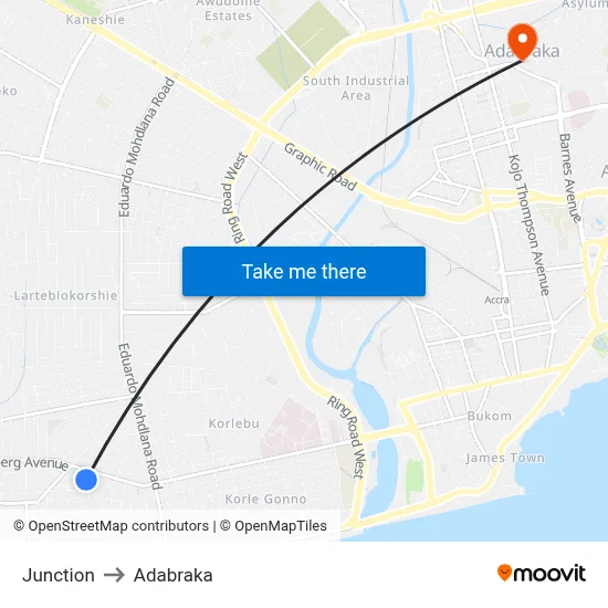 Junction to Adabraka map