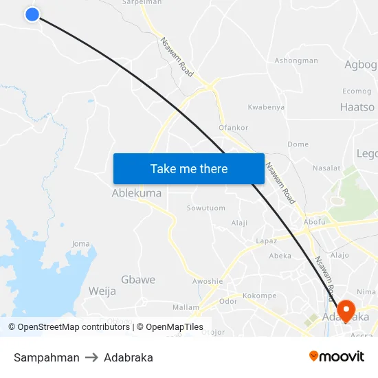 Sampahman to Adabraka map