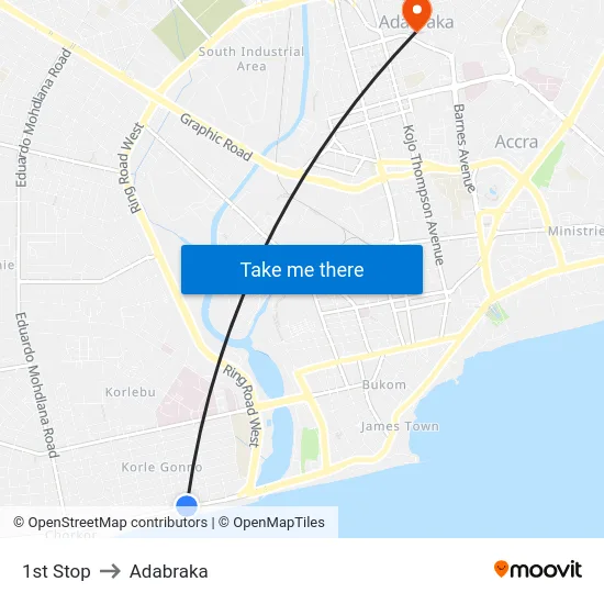 1st Stop to Adabraka map