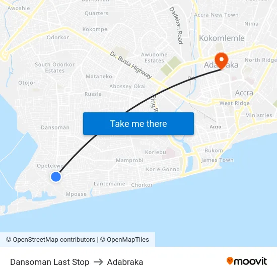 Dansoman Last Stop to Adabraka map