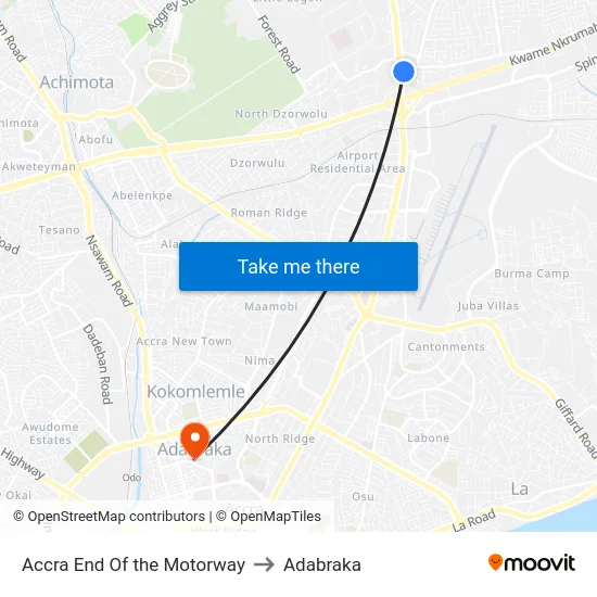 Accra End Of the Motorway to Adabraka map