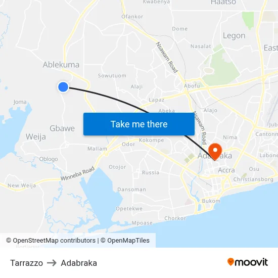 Tarrazzo to Adabraka map