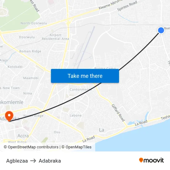 Agblezaa to Adabraka map