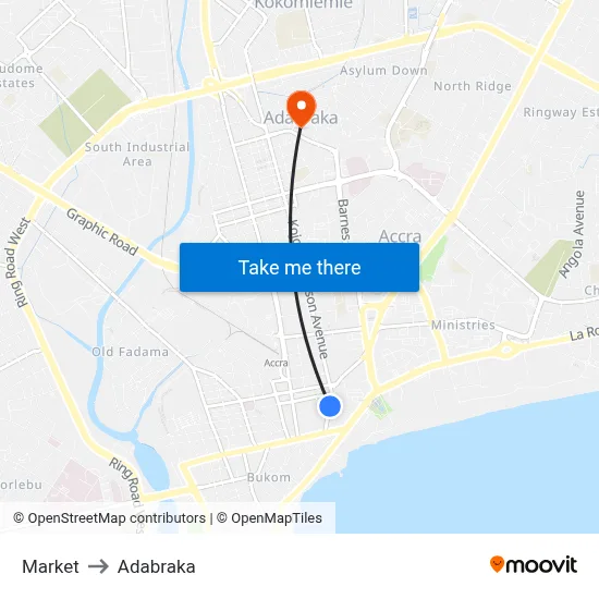 Market to Adabraka map