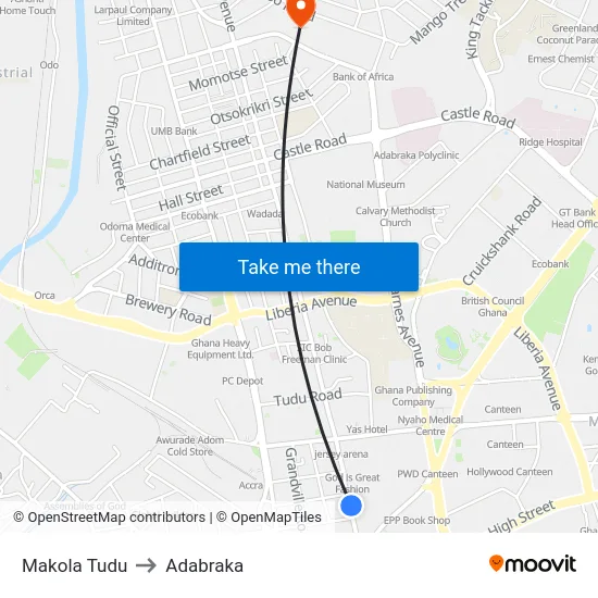 Makola Tudu to Adabraka map