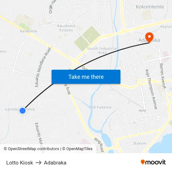 Lotto Kiosk to Adabraka map