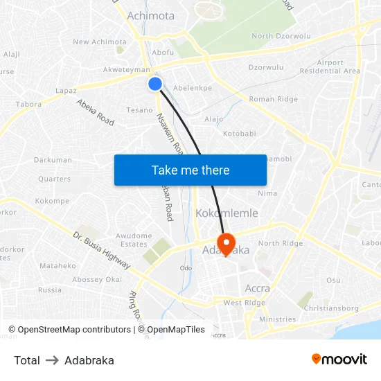 Total to Adabraka map