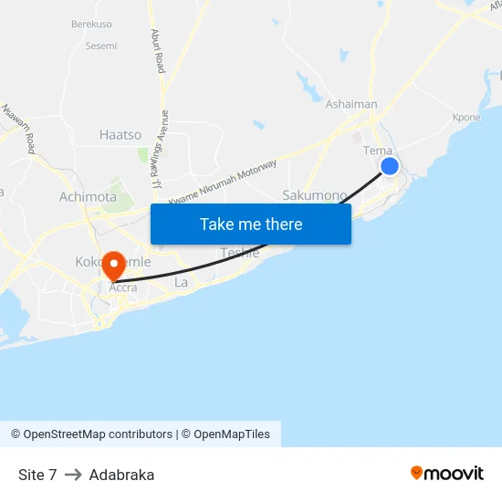 Site 7 to Adabraka map
