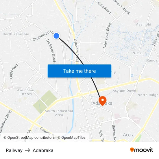 Railway to Adabraka map