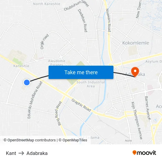 Kant to Adabraka map