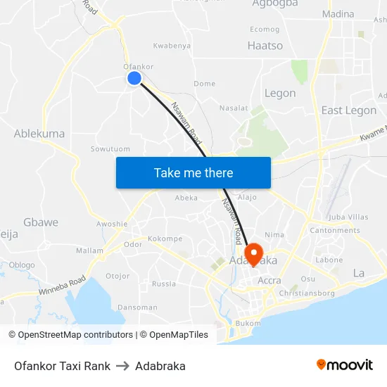 Ofankor Taxi Rank to Adabraka map