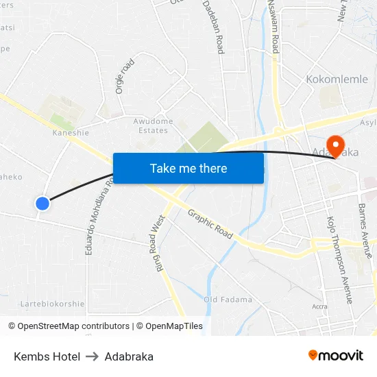 Kembs Hotel to Adabraka map