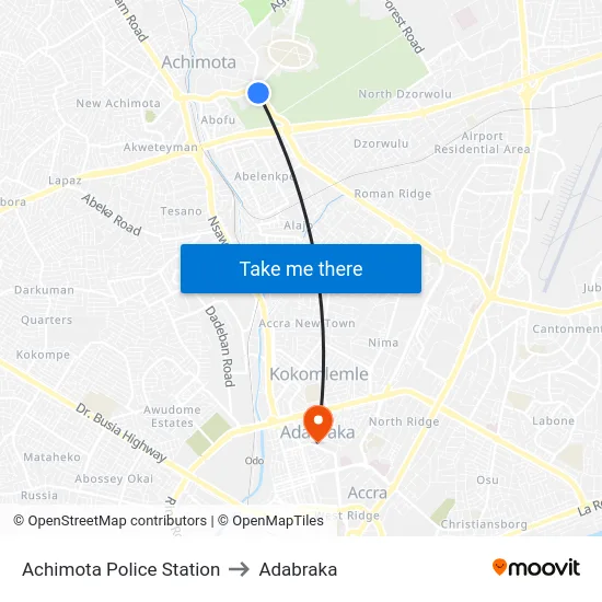 Achimota Police Station to Adabraka map
