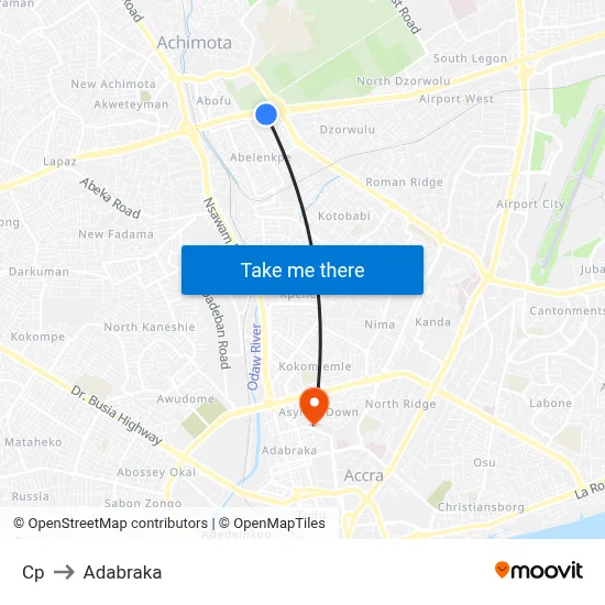 Cp to Adabraka map