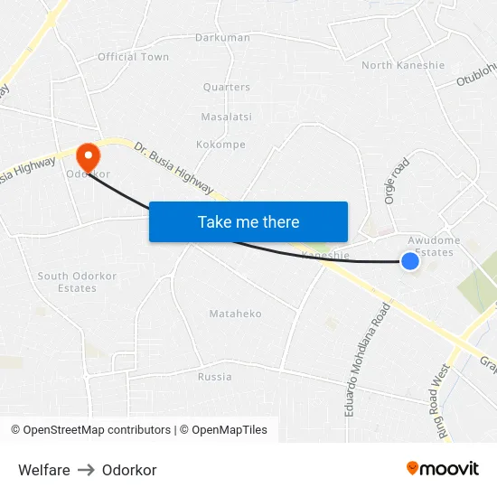 Welfare to Odorkor map