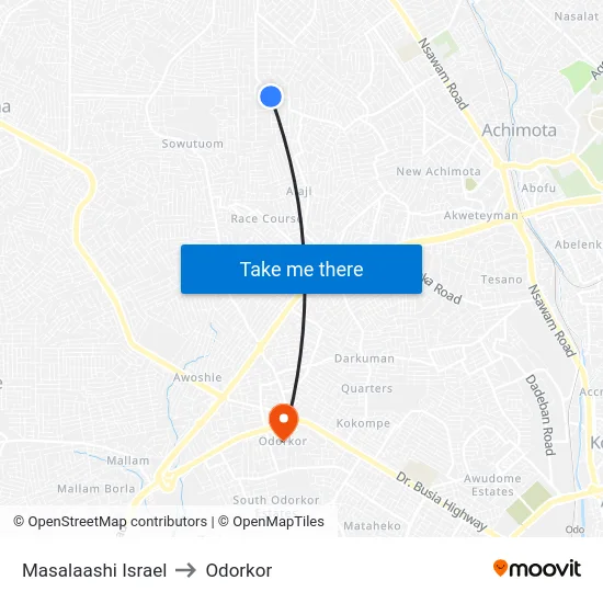 Masalaashi Israel to Odorkor map