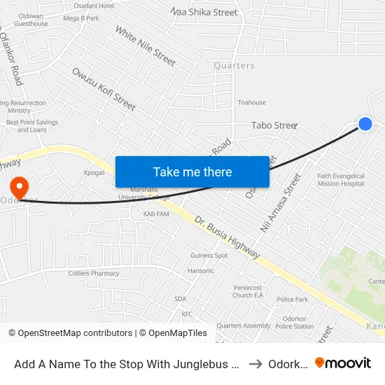 Add A Name To the Stop With Junglebus App to Odorkor map
