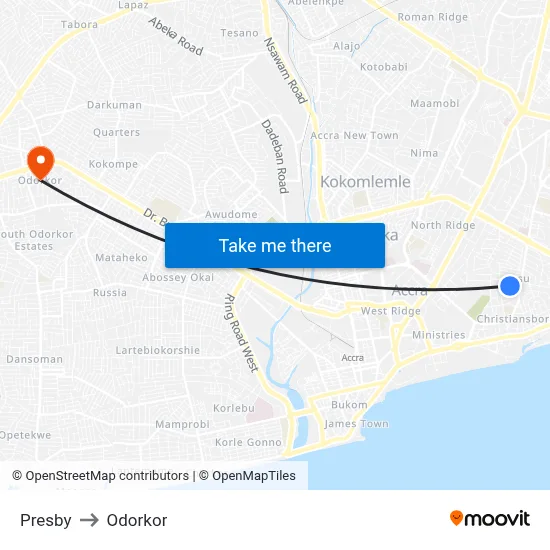 Presby to Odorkor map