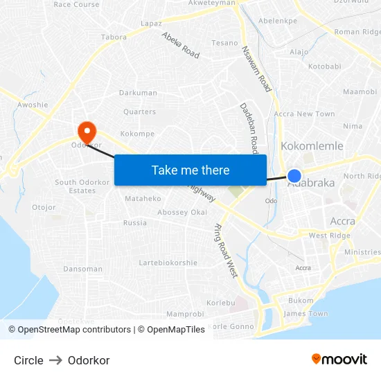 Circle to Odorkor map