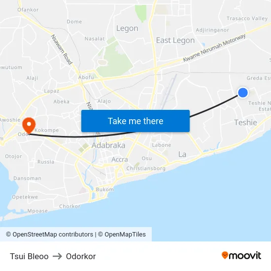 Tsui Bleoo to Odorkor map
