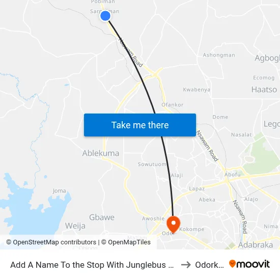 Add A Name To the Stop With Junglebus App to Odorkor map
