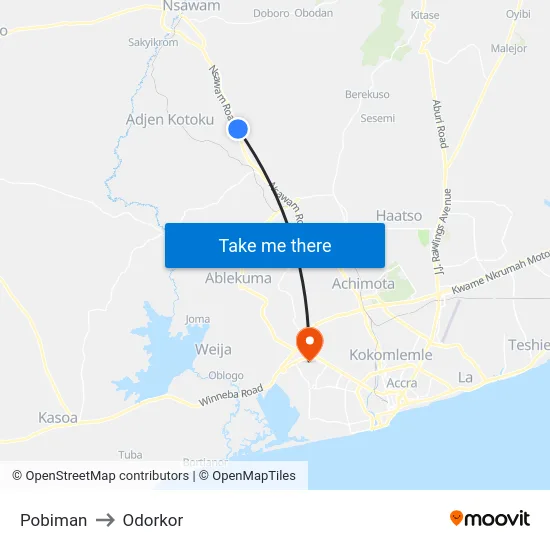 Pobiman to Odorkor map