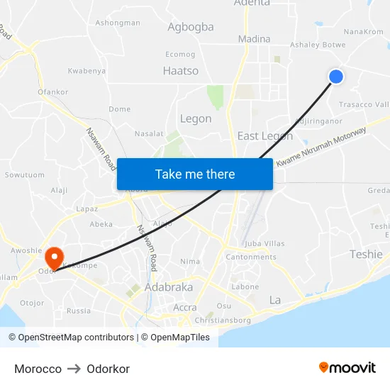 Morocco to Odorkor map