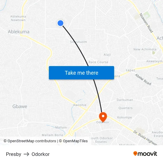 Presby to Odorkor map