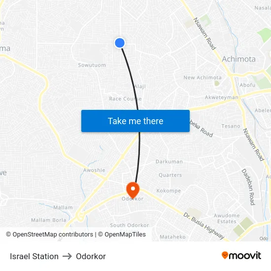 Israel Station to Odorkor map