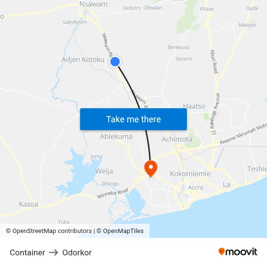 Container to Odorkor map