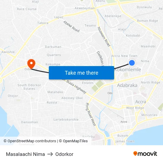 Masalaachi Nima to Odorkor map