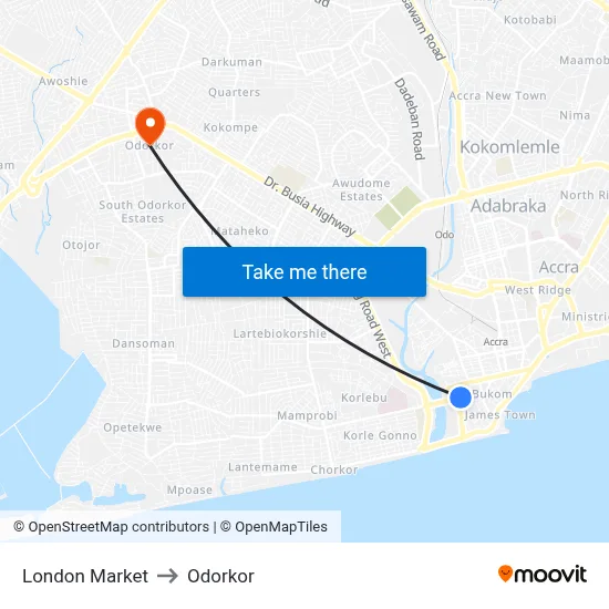 London Market to Odorkor map