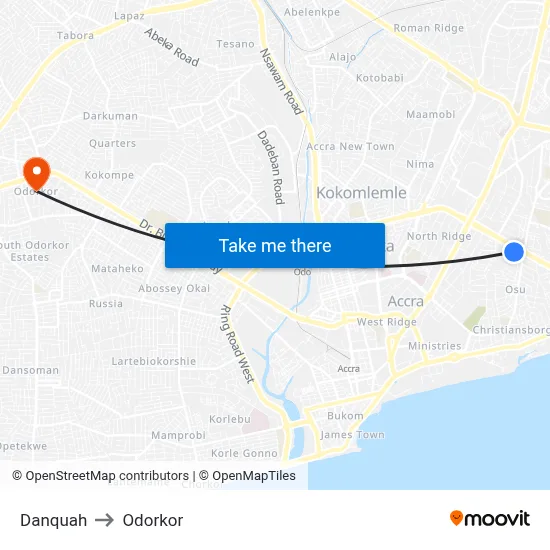 Danquah to Odorkor map