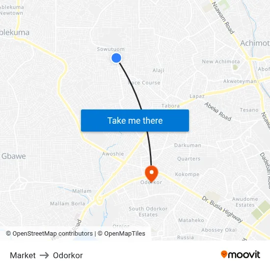 Market to Odorkor map