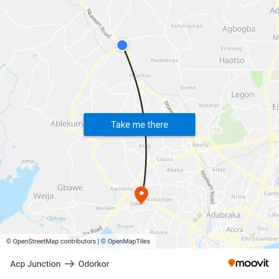 Acp Junction to Odorkor map