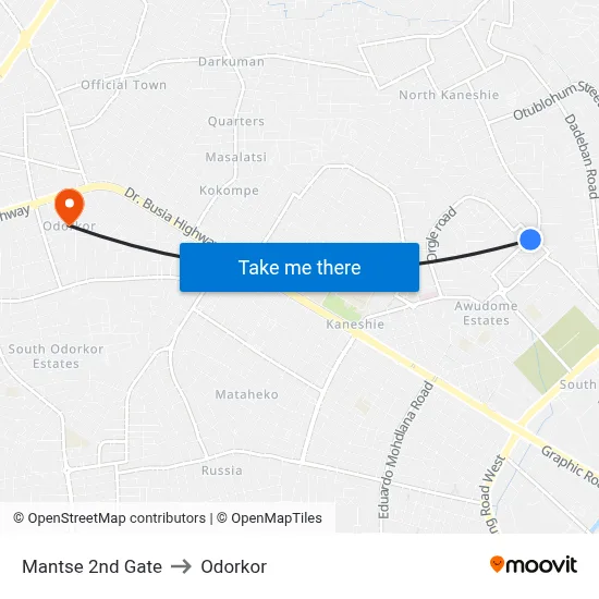 Mantse 2nd Gate to Odorkor map