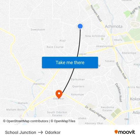 School Junction to Odorkor map