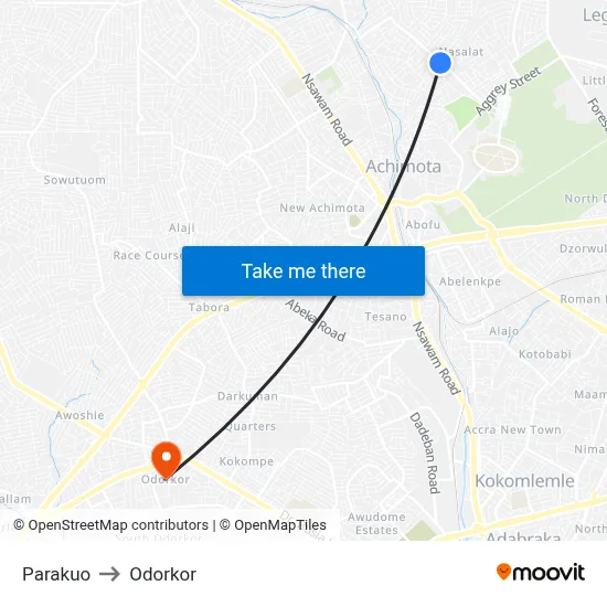 Parakuo to Odorkor map