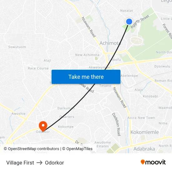 Village First to Odorkor map