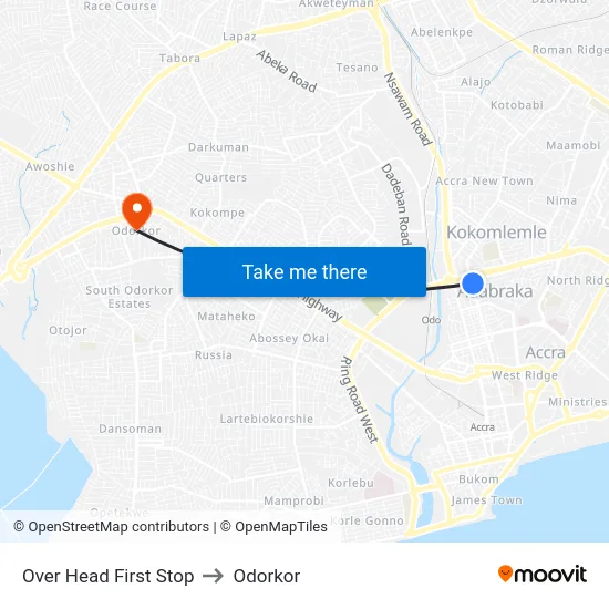 Over Head First Stop to Odorkor map