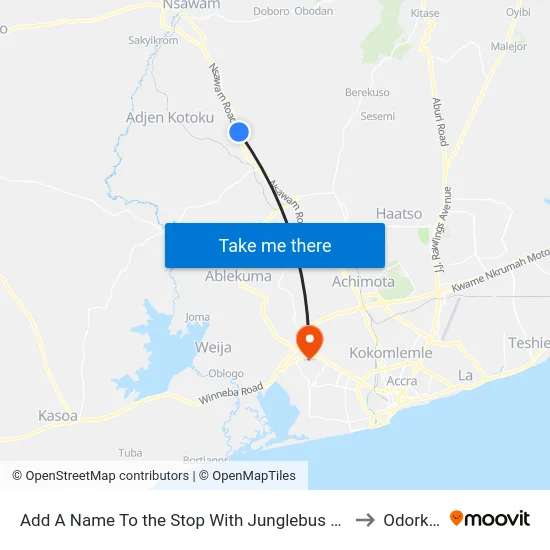 Add A Name To the Stop With Junglebus App to Odorkor map