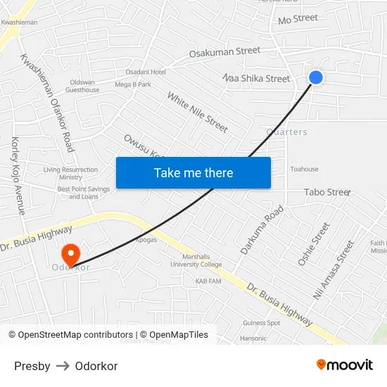 Presby to Odorkor map