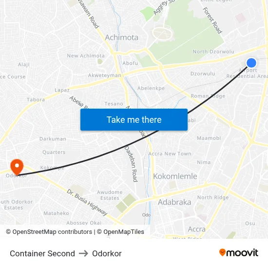 Container Second to Odorkor map