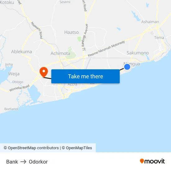 Bank to Odorkor map
