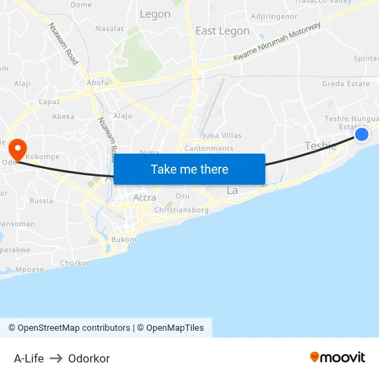 A-Life to Odorkor map