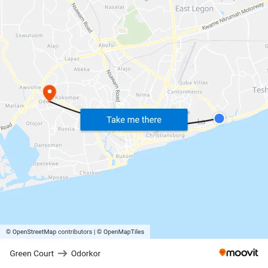 Green Court to Odorkor map