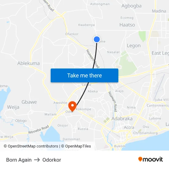 Born Again to Odorkor map